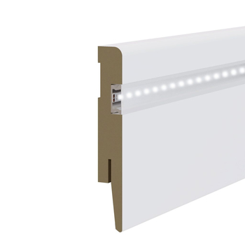 Listwa przypodłogowa MDF LED, 10cm, Biała Premium